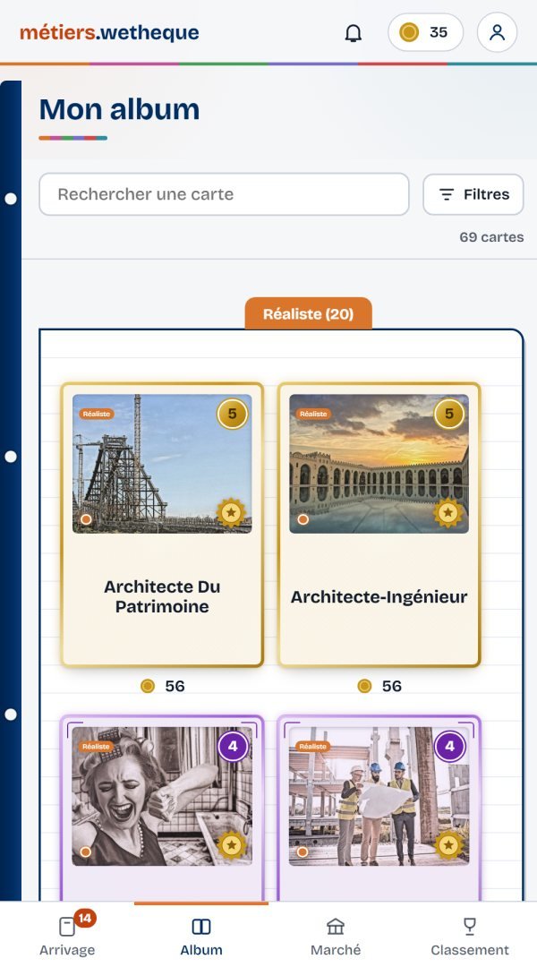 L'album de metiers.wetheque : une carte par métier