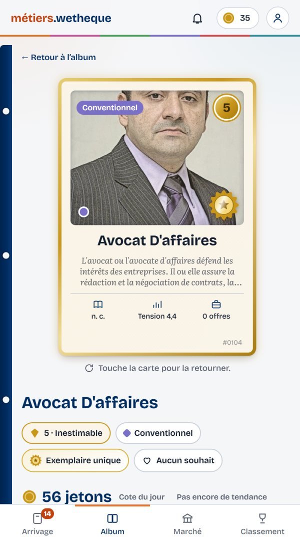 Fiche d'un métier : tension, niveau d'études et offres déterminent le rang